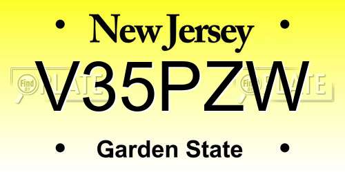 V35PZW New Jersey License Plate