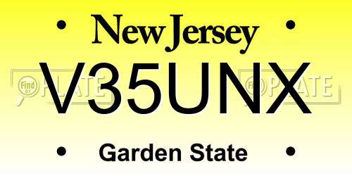 V35UNX New Jersey License Plate