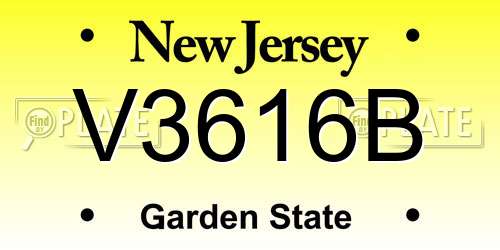 V3616B New Jersey License Plate