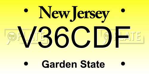 V36CDF New Jersey License Plate