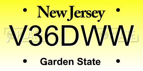 V36DWW New Jersey License Plate
