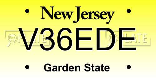 V36EDE New Jersey License Plate