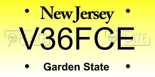 V36FCE New Jersey License Plate