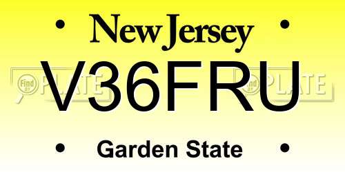 V36FRU New Jersey License Plate