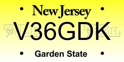 V36GDK New Jersey License Plate
