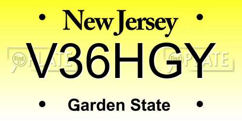 V36HGY New Jersey License Plate