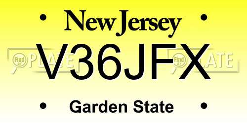 V36JFX New Jersey License Plate