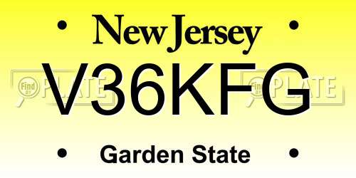 V36KFG New Jersey License Plate