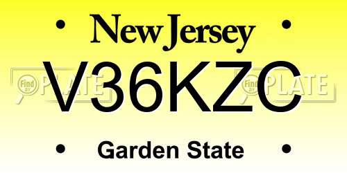 V36KZC New Jersey License Plate