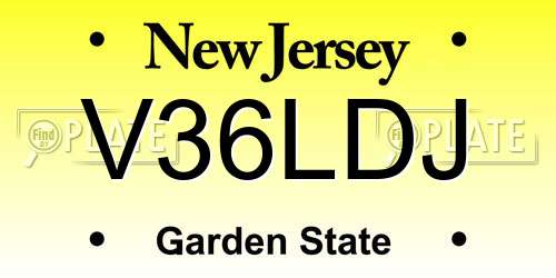 V36LDJ New Jersey License Plate