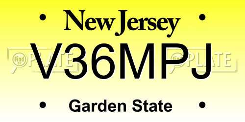 V36MPJ New Jersey License Plate