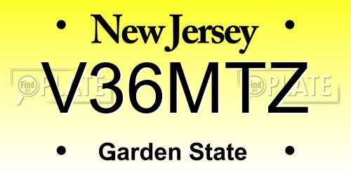V36MTZ New Jersey License Plate
