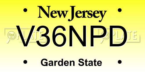 V36NPD New Jersey License Plate