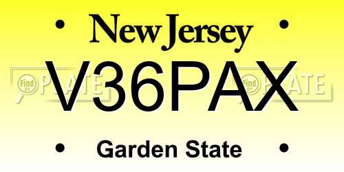 V36PAX New Jersey License Plate