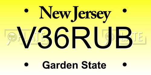 V36RUB New Jersey License Plate