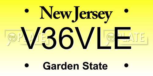 V36VLE New Jersey License Plate