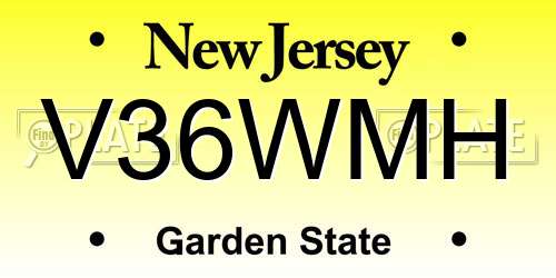 V36WMH New Jersey License Plate