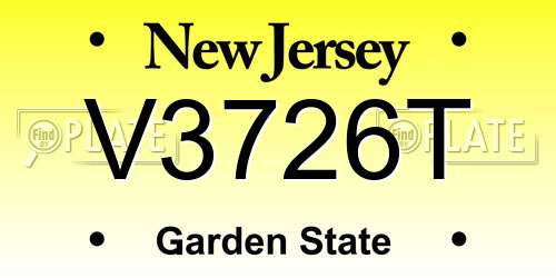 V3726T New Jersey License Plate