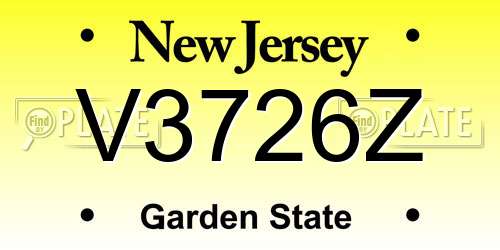 V3726Z New Jersey License Plate