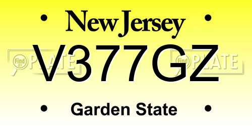 V377GZ New Jersey License Plate