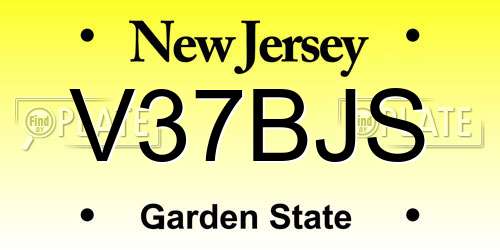 V37BJS New Jersey License Plate