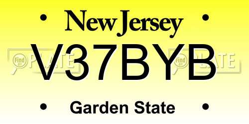 V37BYB New Jersey License Plate