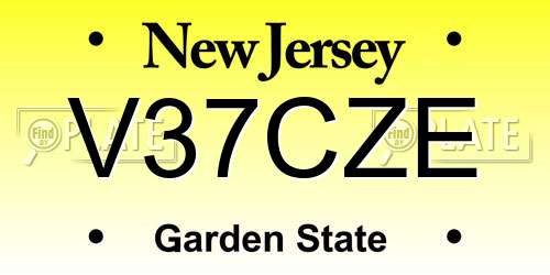 V37CZE New Jersey License Plate