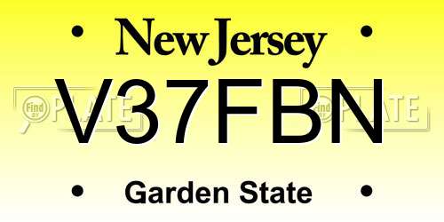 V37FBN New Jersey License Plate