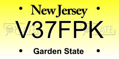 V37FPK New Jersey License Plate