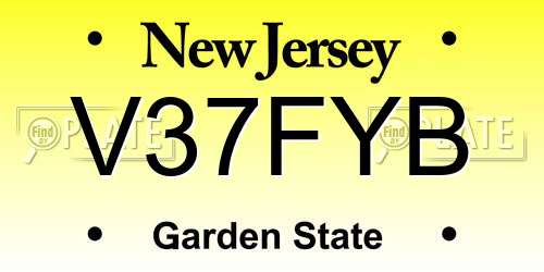 V37FYB New Jersey License Plate