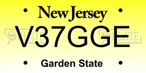 V37GGE New Jersey License Plate