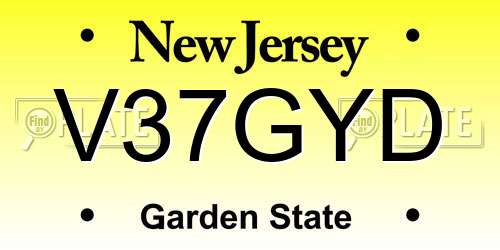 V37GYD New Jersey License Plate