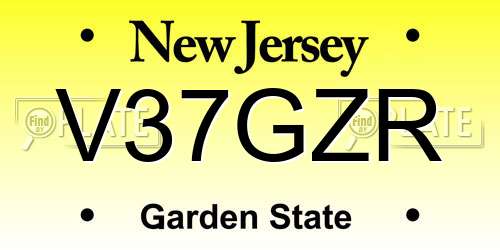 V37GZR New Jersey License Plate