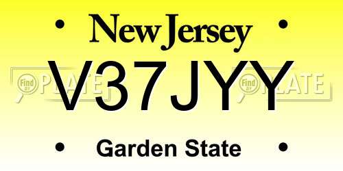 V37JYY New Jersey License Plate