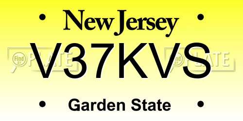 V37KVS New Jersey License Plate