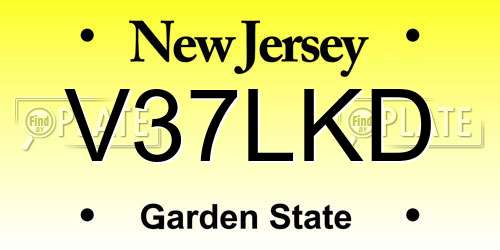 V37LKD New Jersey License Plate