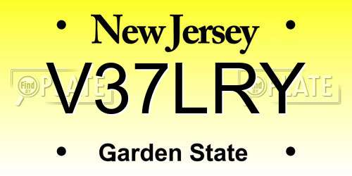 V37LRY New Jersey License Plate