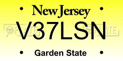 V37LSN New Jersey License Plate