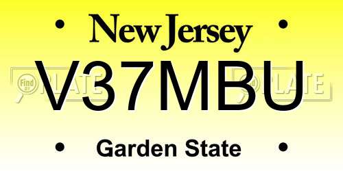 V37MBU New Jersey License Plate