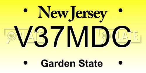 V37MDC New Jersey License Plate