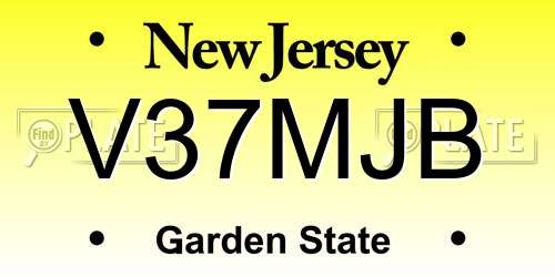 V37MJB New Jersey License Plate