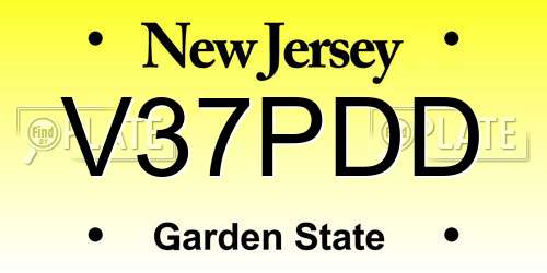 V37PDD New Jersey License Plate