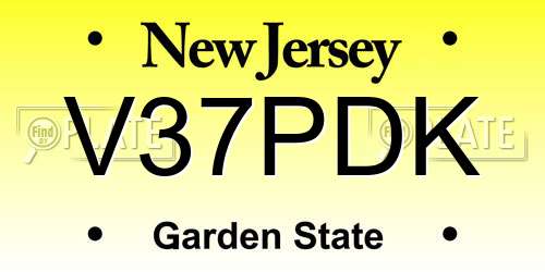 V37PDK New Jersey License Plate