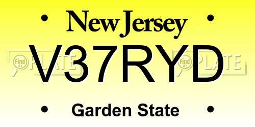 V37RYD New Jersey License Plate