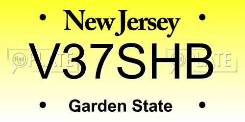 V37SHB New Jersey License Plate