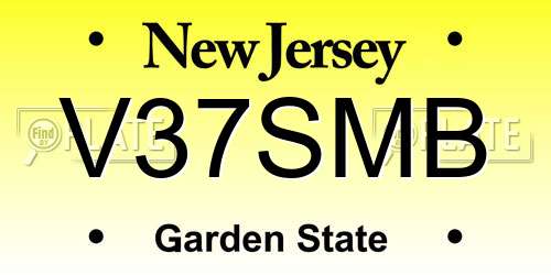 V37SMB New Jersey License Plate