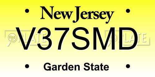V37SMD New Jersey License Plate