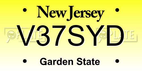 V37SYD New Jersey License Plate