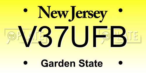 V37UFB New Jersey License Plate