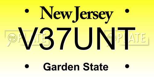 V37UNT New Jersey License Plate